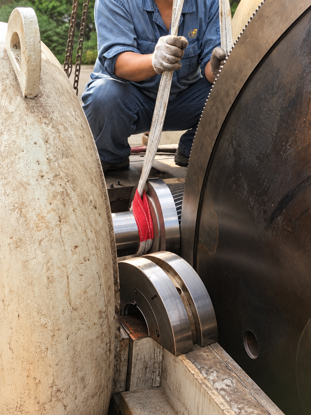 Shaft end, assembly interface and lifting sling during on-site repair