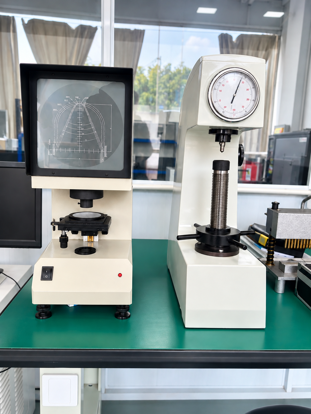 CST-50 impact specimen notch projector and HR-150C Rockwell hardness tester